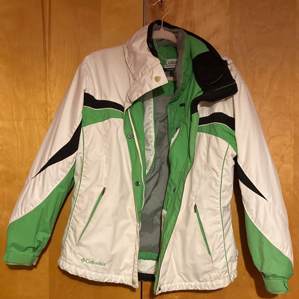 Columbia Women’s 3-in-1 Interchange Green and White Ski Jacket